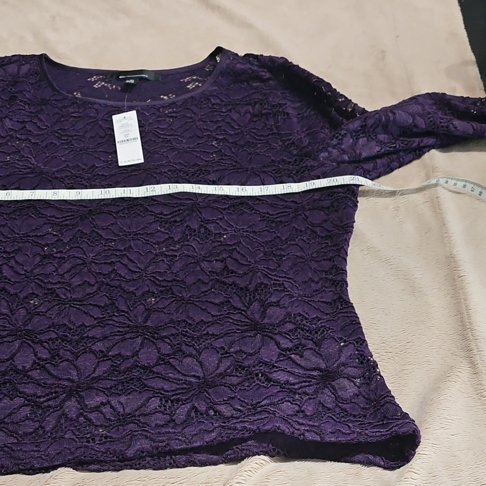 White House Black Market Deep Purple Lace Blouse - Picture 5 of 8